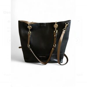 Calvin Klein Sonoma Reversible Tote Black/Tan With Dust Bag